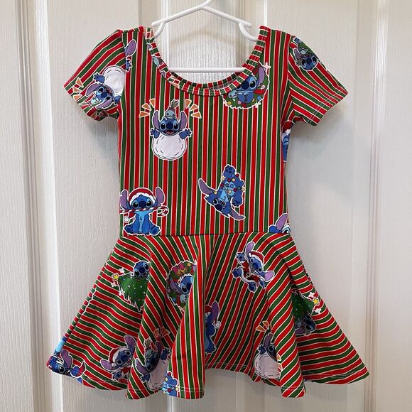 Wild Rich Kids Other - Wild Rich Kids WRK Disney Christmas Stitch Skirted Leotard Dress Girls Size 5/6